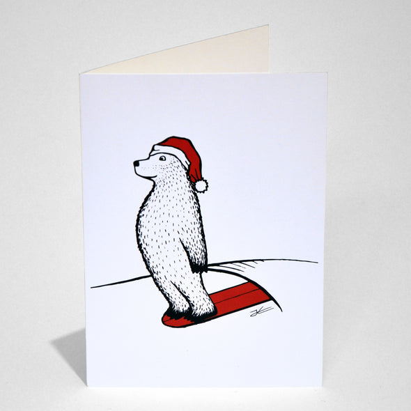 Surfing Santa Bear Card by Jonas Claesson